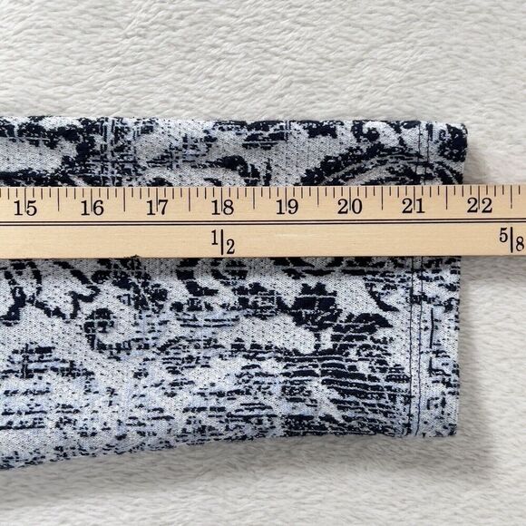 Clara Sun Woo Longline Cardigan Womens Sz L Blue Gray Open Front Scroll Filigree - Picture 12 of 12